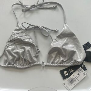 adidas x ivy park  Metallic Silver Triangle Bikini Top
